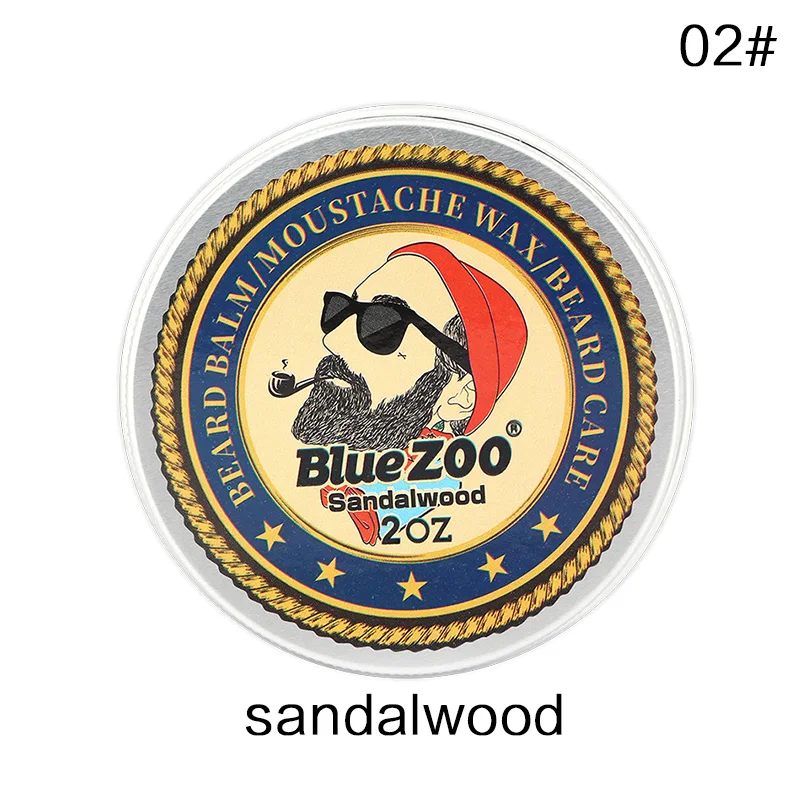 02 Sandalwood Натуральный бальзам для бороды кондиционер для бороды Профессиональный для роста бороды органический воск для усов для бороды Гладкий Стайлинг 60 г TSLM2 - Цвет: 02 Sandalwood