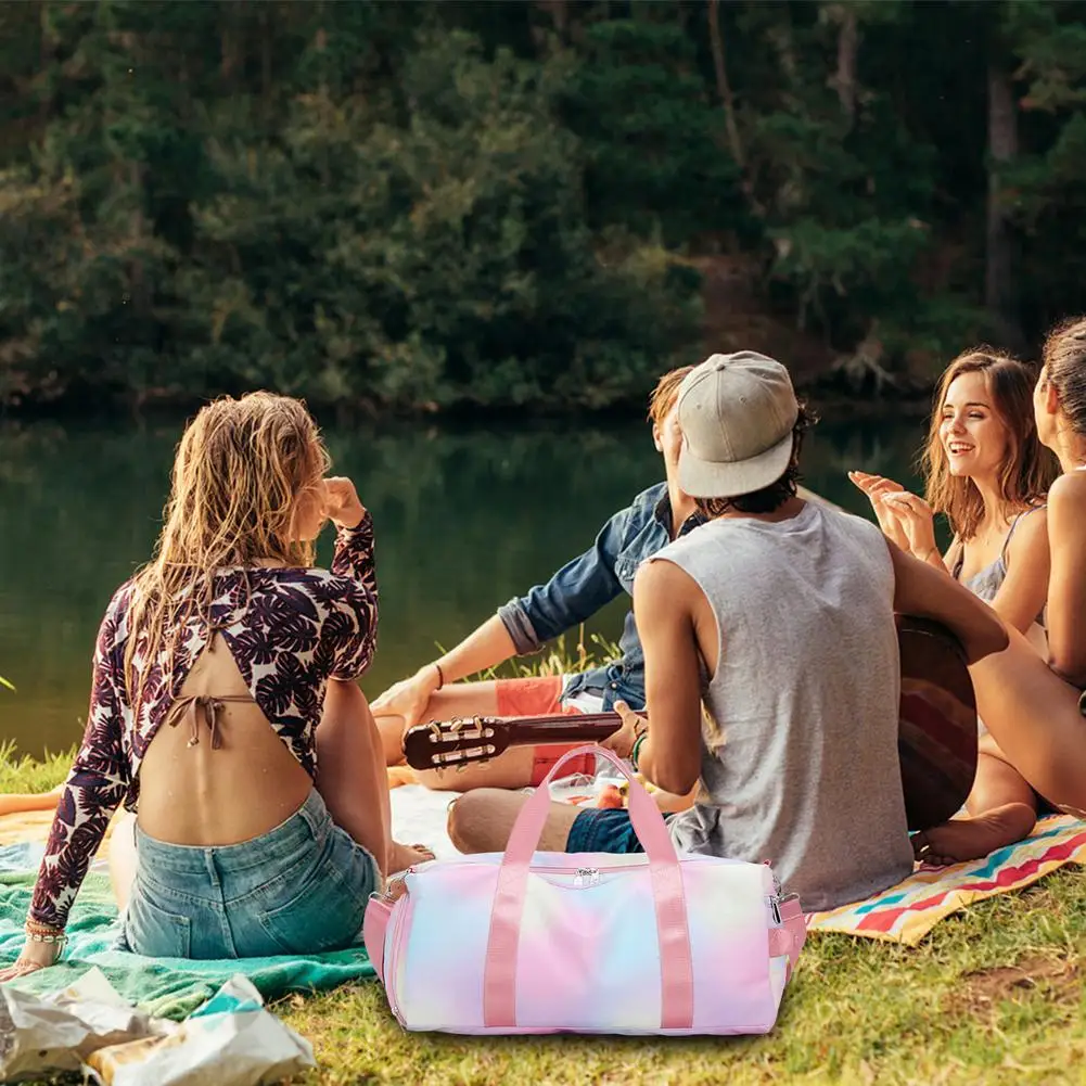 Fashion Travel Bag Female Single-handle Shoulder Bag Cylinder Printing Waterproof Large-capacity Yoga Exercise Bag Travel Bag