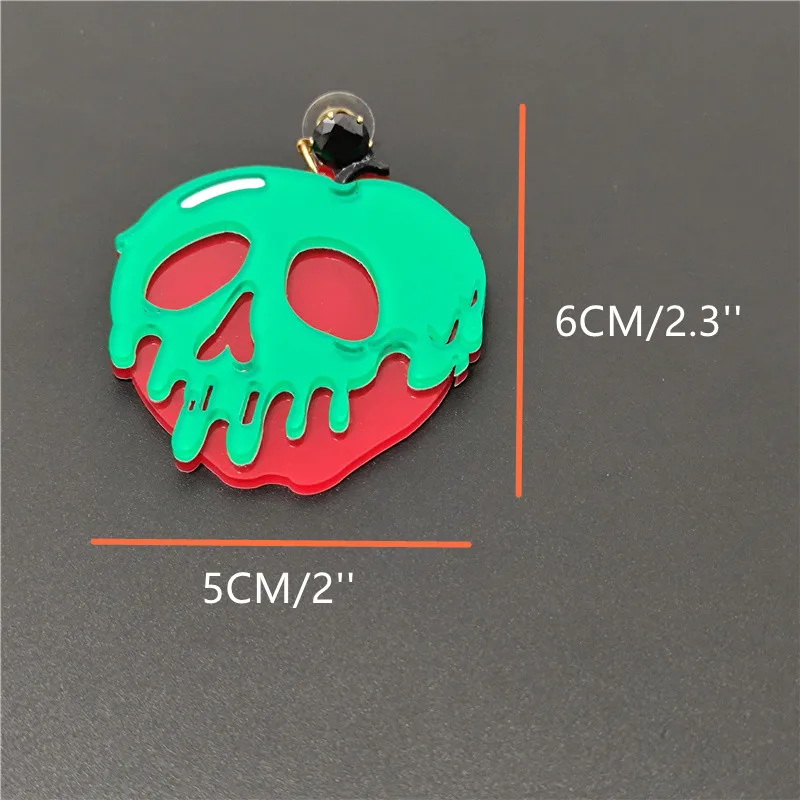 Хэллоуин рок ядовитое яблоко Висячие серьги для женщин зеленый череп террор