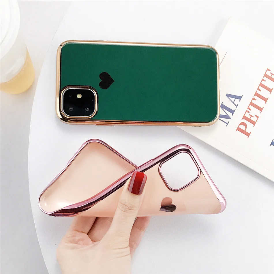electroplate love heart cases cover for iphone 11 pro max x xs xr xs max soft tpu phone case for iphone 6 6s 7 8 plus free global shipping