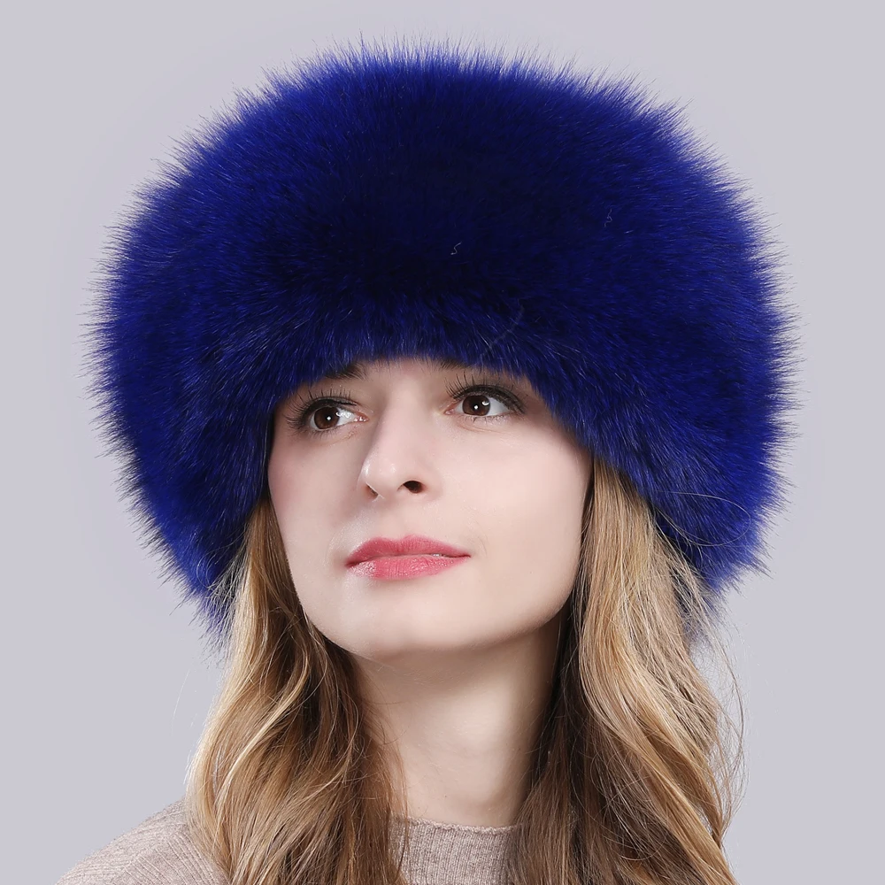 Женская русская зимняя шапка из натурального Лисьего меха теплая мягкая