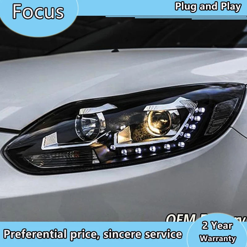 Тюнинг автомобилей светодиодный фары для Ford focus 2012 2013 2014 бифокальный H7 Ксеноновые