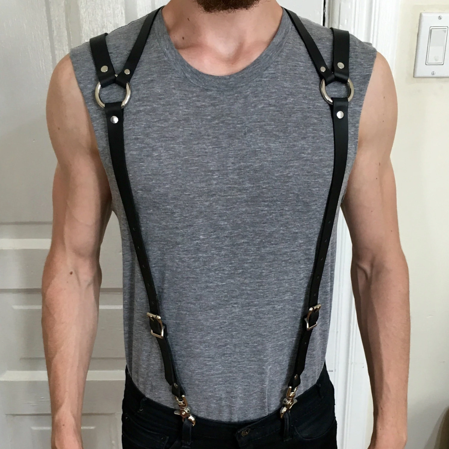 CKMORLS Leather Harness Men Bondage Belt Gay Adult Game Outfit Adjustable Chest Crop Top Suspender Male Garter Costume Exotic |