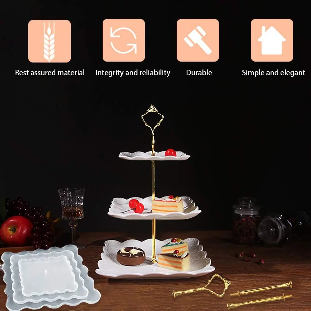 3 Слои подставка для Свадебного Торта Силиконовой смолевой пресс формы