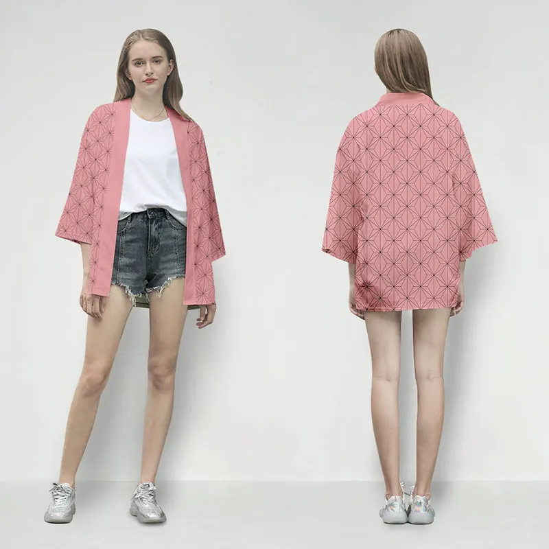 Пальто в стиле японского аниме тонкое пальто кимоно унисекс Харадзюку с принтом