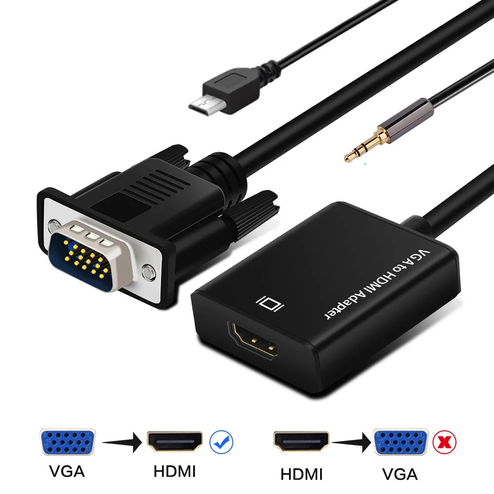 Преобразователь из VGA в HDMI кабель с аудио поддержкой 1080P адаптер типа Папа мама