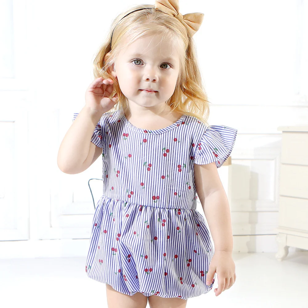 Комбинезон для маленьких девочек с принтом вишни Триангуляционные штаны Летняя