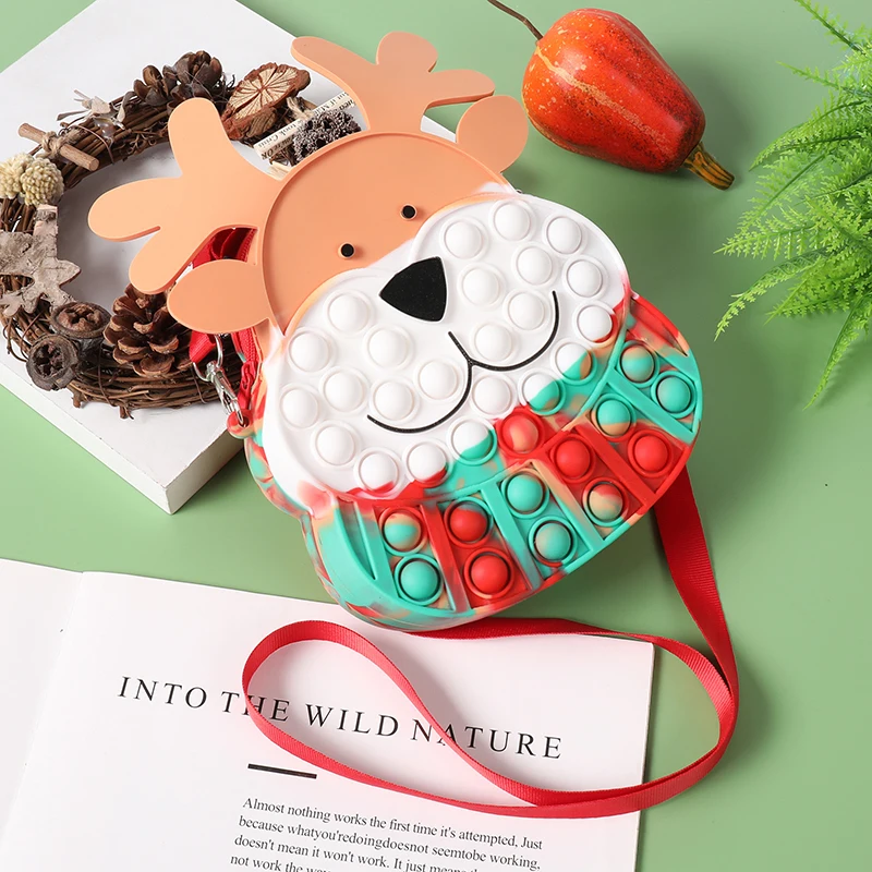 

Cartoon Elk Girls Shoulder Bags Christmas Fashion Fidget Toys Children Adults Simple Dimple Relax Toys Pops Antistress Kids Gift