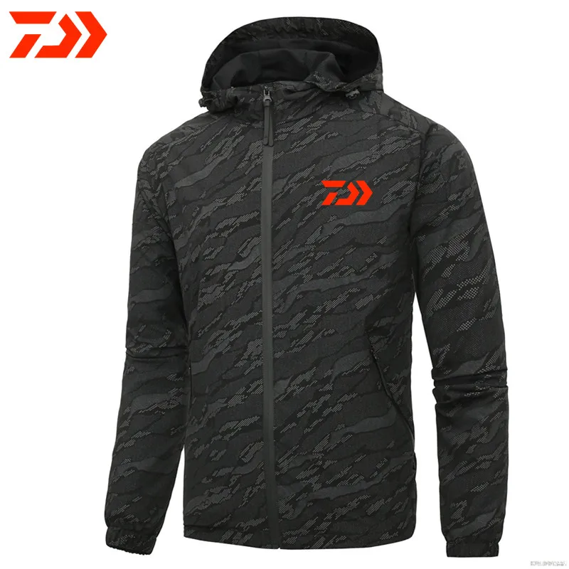

Plus Size Daiwa Reflective Stripe Jacket Men Solid Uv Protection Fishing Clothes Breathable Quick Dry Soft Shell Coat Outdoor
