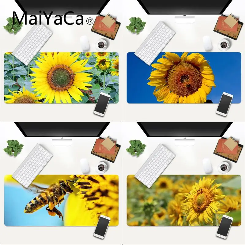 

Игровой коврик для мыши MaiYaCa Подсолнух и пчела из натурального каучука, Настольный коврик, игровой коврик для мыши xl xxl 800x400 мм для world of warcraft