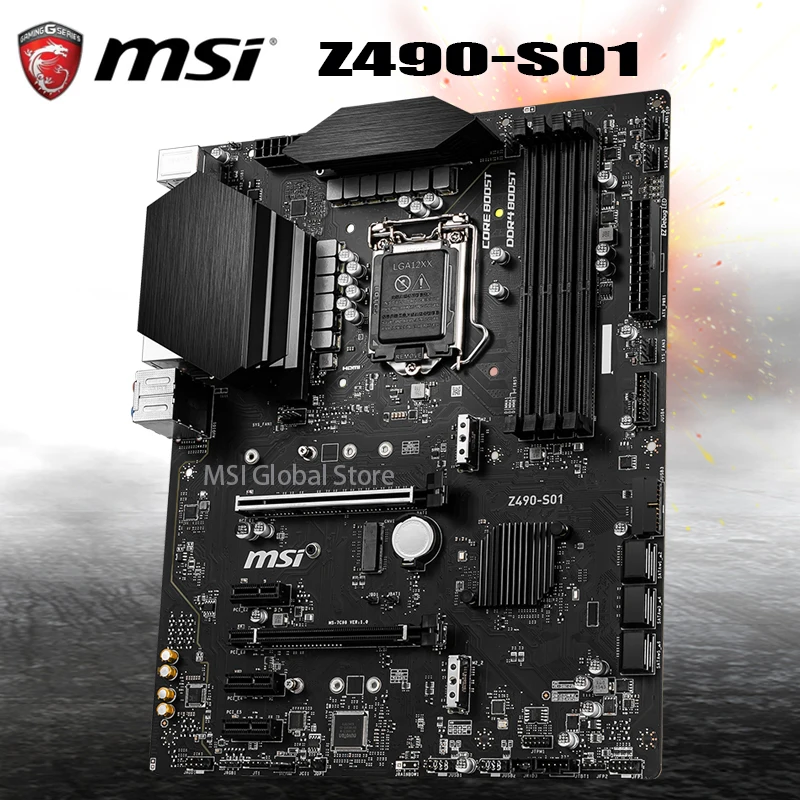 Günstig MSI Z490-S01 Motherboard LGA 1200 DDR4 M.2 SATA3 DisplayPort Overlocking USB 3,2 Gen2 Desktop Intel Z490 Placa-Mãe 1200 ATX Neue