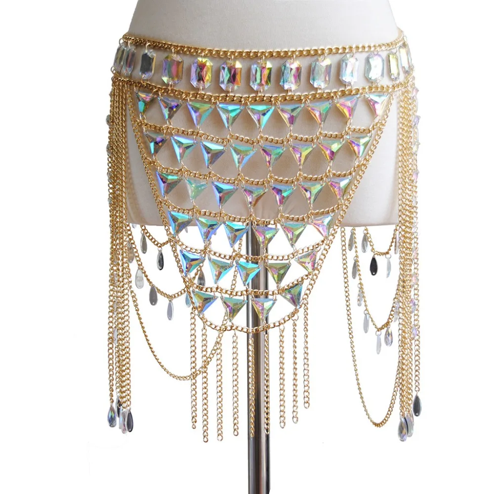 В богемном стиле с кисточками на поясе цепи танец живота летнее пляжное