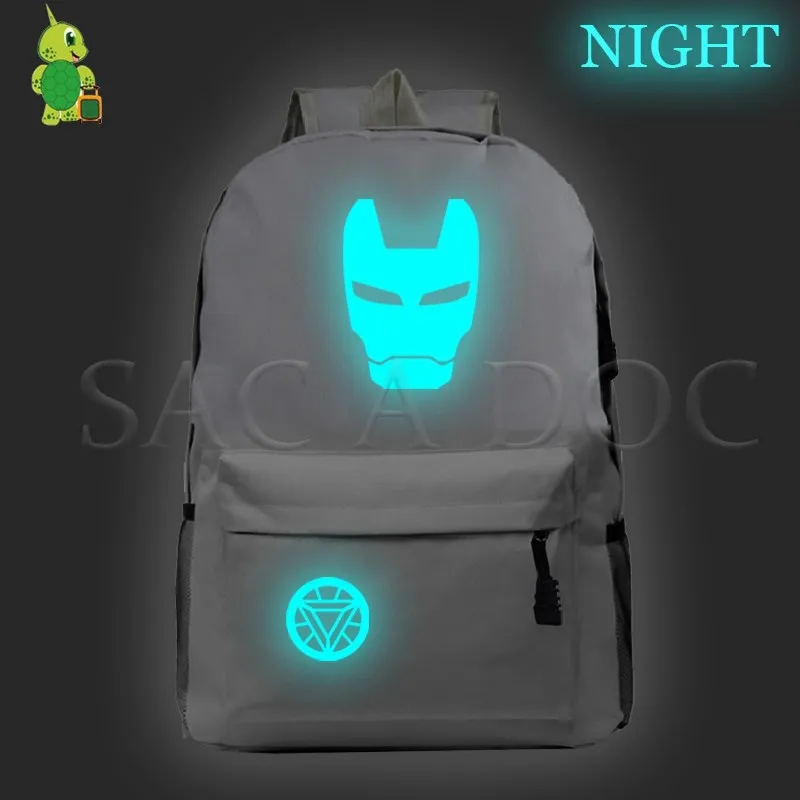 18gray Новинка, рюкзак Mochila, Мстители, женский, мужской, рюкзак, светящийся, для подростков, школьные сумки, Капитан Америка, дорожная сумка для ноутбука - Цвет: 18gray