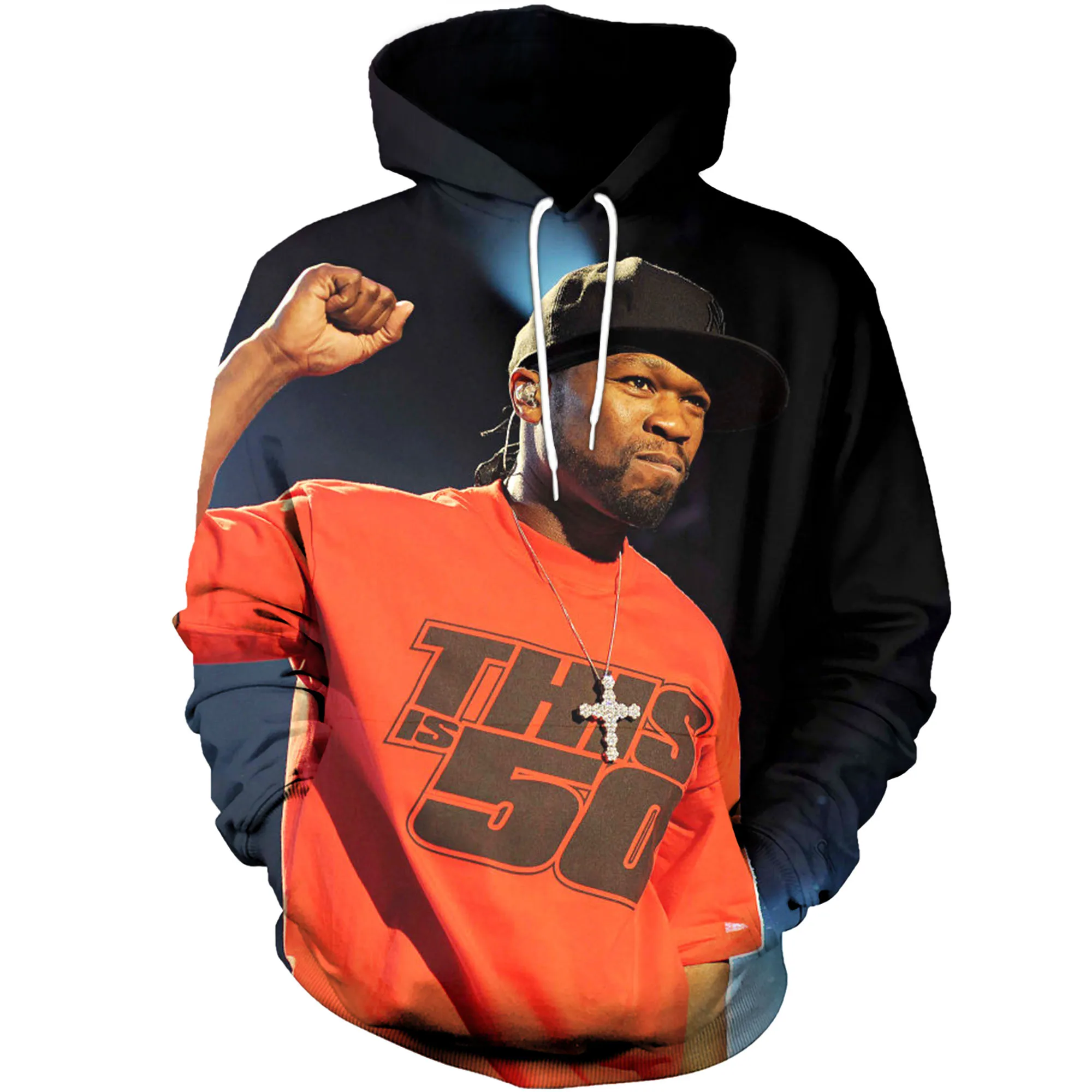 

LIASOSO New 50 Cent Rap Hooded Hoodies 3D Print Men Women Get Rich Or Die Tryin Retro Sweatshirts Rock Rapper Pullovers Coat