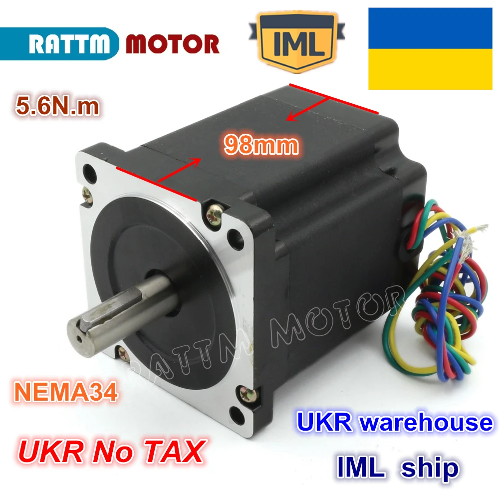

Quality 34HS9801 NEMA34 878Oz-in 560N.cm CNC stepper motor stepping motor 4.0A for CNC Router Large CNC Milling machine