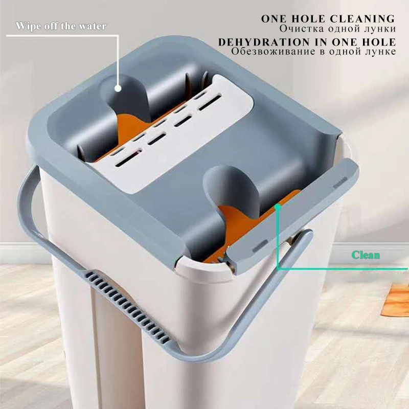 Швабра с ведром тряпка из микрофибры для сухой и влажной уборки отжимом без рук |