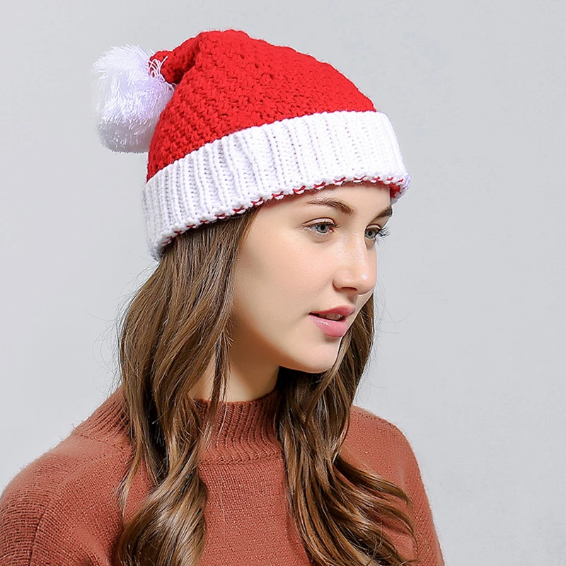 

Santa Hats Christmas Hats for Adults Pom Slouchy Knit Beanies Winter Hats AC889