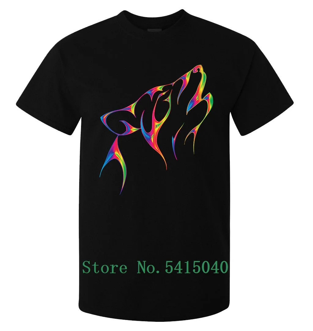 Мужская модная футболка с изображением племени волка и пламени черная надписью