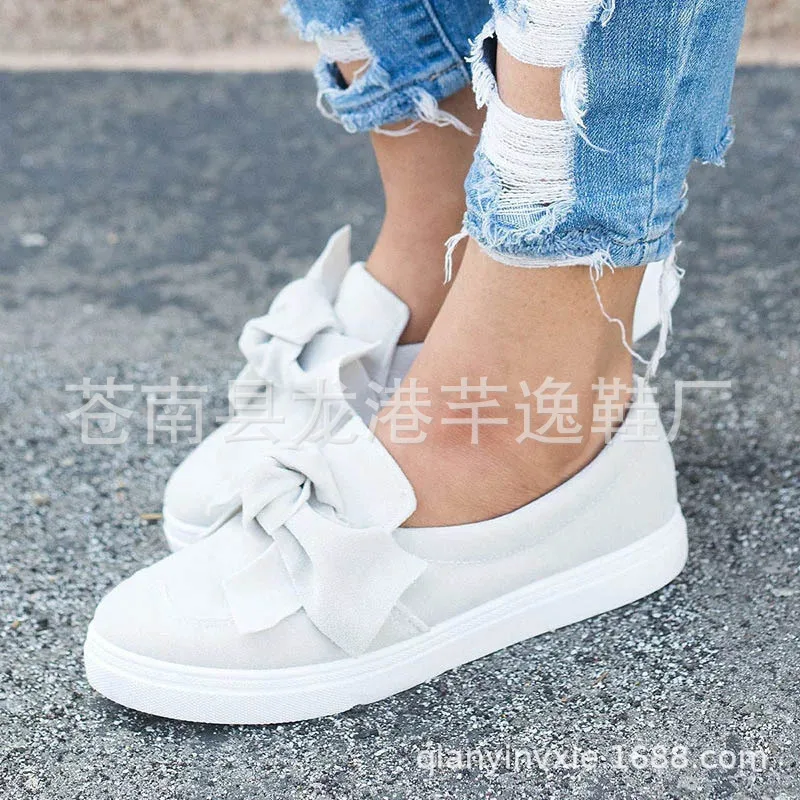 Неглубокие женские полуботинки Riband с бантом бабочкой модные однотонные