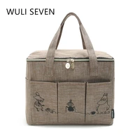 wuli seven large capacity lunch bag canvas lunch bag thermal food picnic lunch bags for women kids portable picnic travel