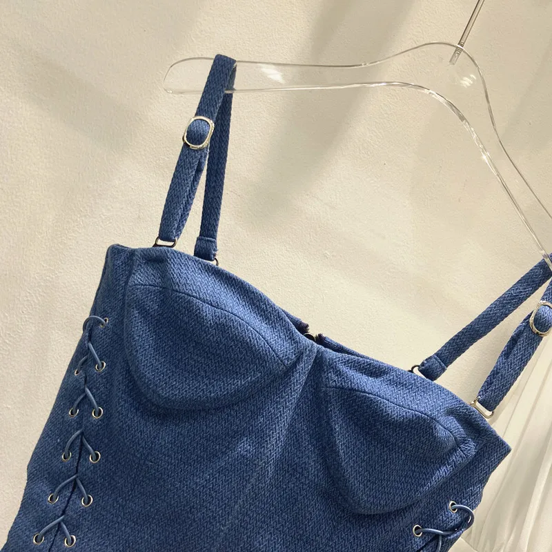 2021 summer new women's suspenders, original design sense, side-tied vest, irregular hem French style,slim slimming blouse women