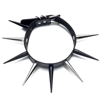 big spiked choker punk faux leather collar for women men cool studded chocker goth style necklace gothic accessories