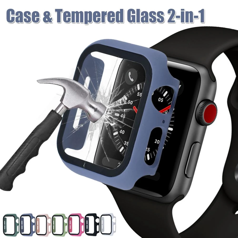 Чехол + чехол из закаленного стекла для Apple Watch 40 мм 44 Series 5 4 iwatch 3 2 1 38 42 мм|Защита