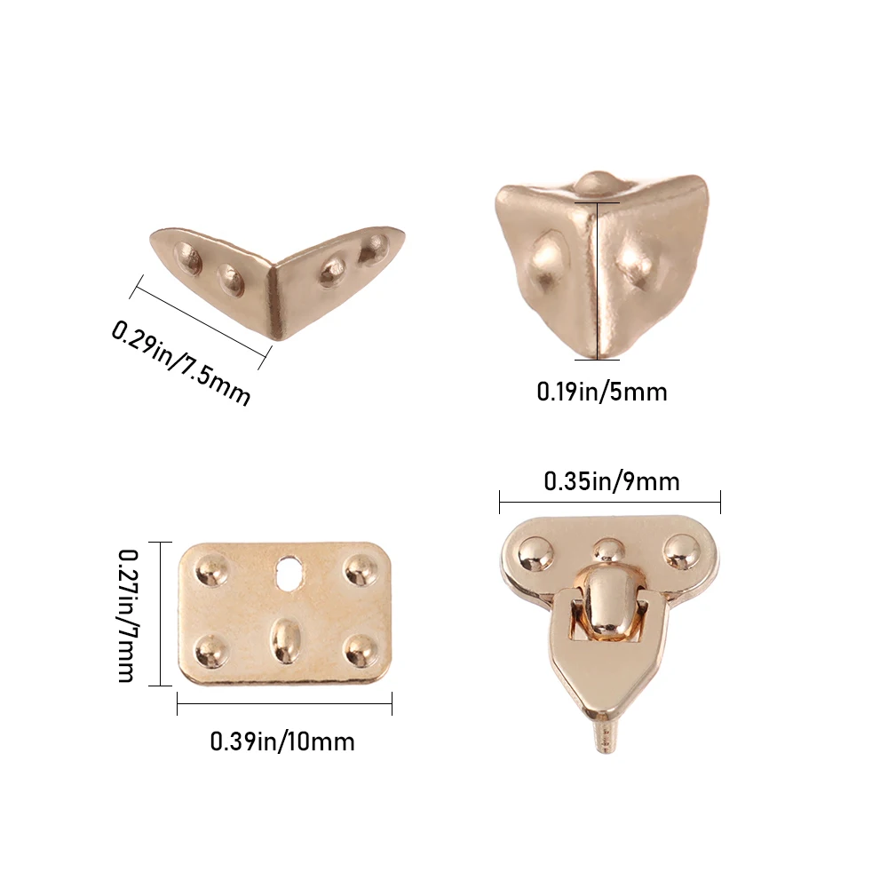 

4Pcs Mini Metal Luggage Accessories Crafts DIY Manual BJD Doll Bags Parts Doll Suitcase Box Case Corner Protector Trunk Lock
