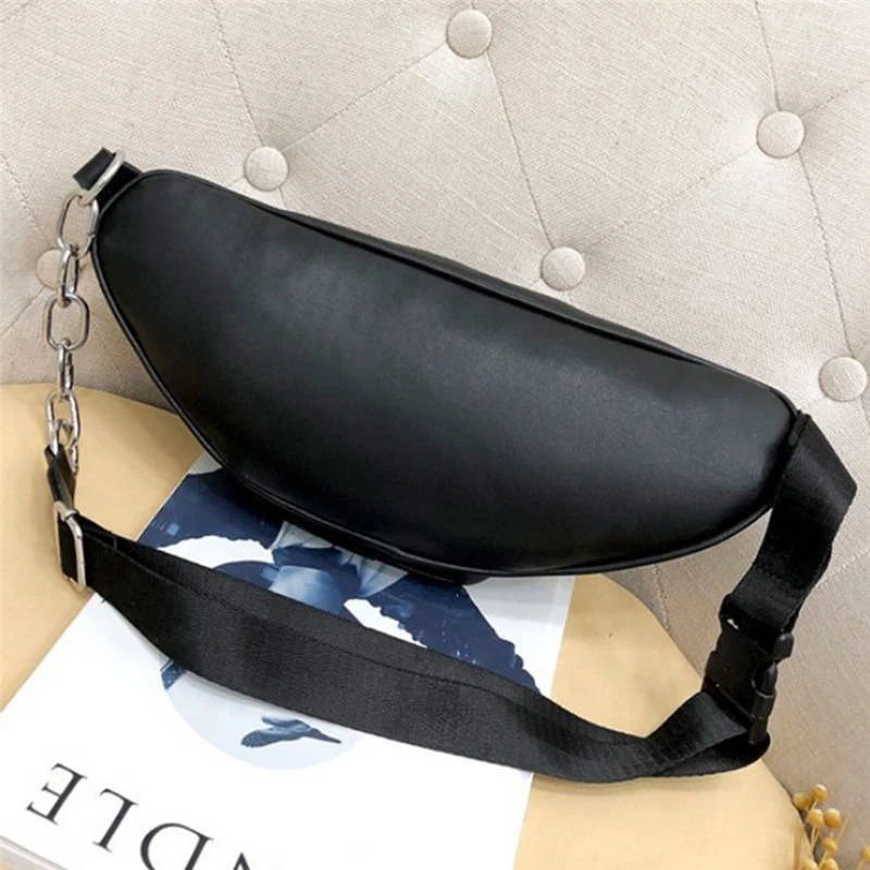 

Women Waist Packs Black Faux Leather Bag Fashion Belt Causal Ladies Men Fashion Chic Zipper Hot Sale Handbags Outfit