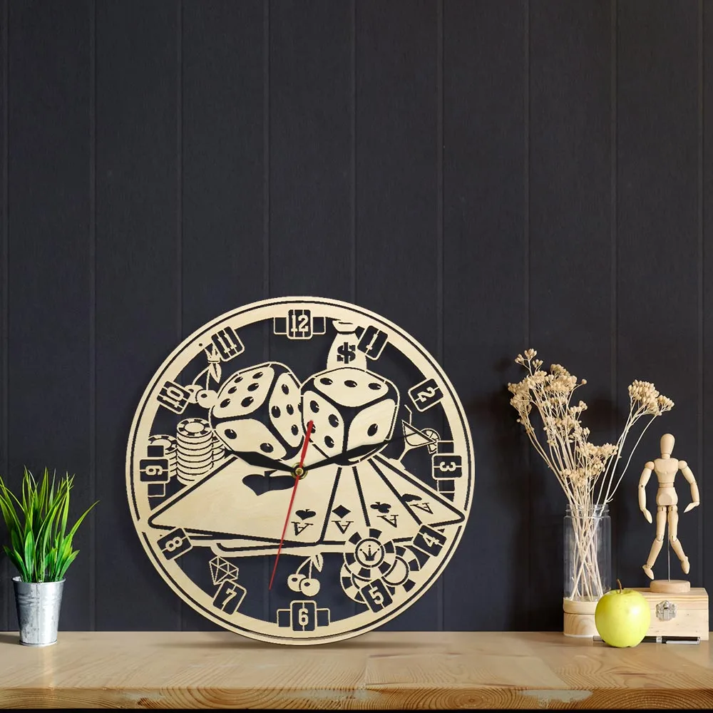 Игральные карты в покер игральные деревянные настенные часы декоративные