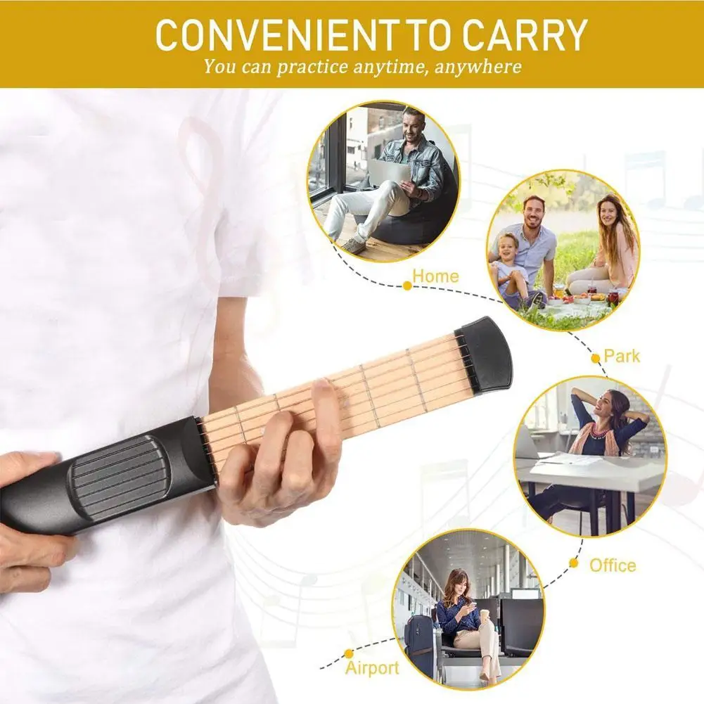 Портативная 6-струнная карманная гитара 6 Лады для гитары тренажер пальцев аккорд