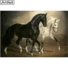 Алмазная картина с изображением двух лошадей, деревьев, квадратных животных, 5d, Алмазная мозаика из смолы, рукоделие, 3d круглая наклейка, украшение для дома