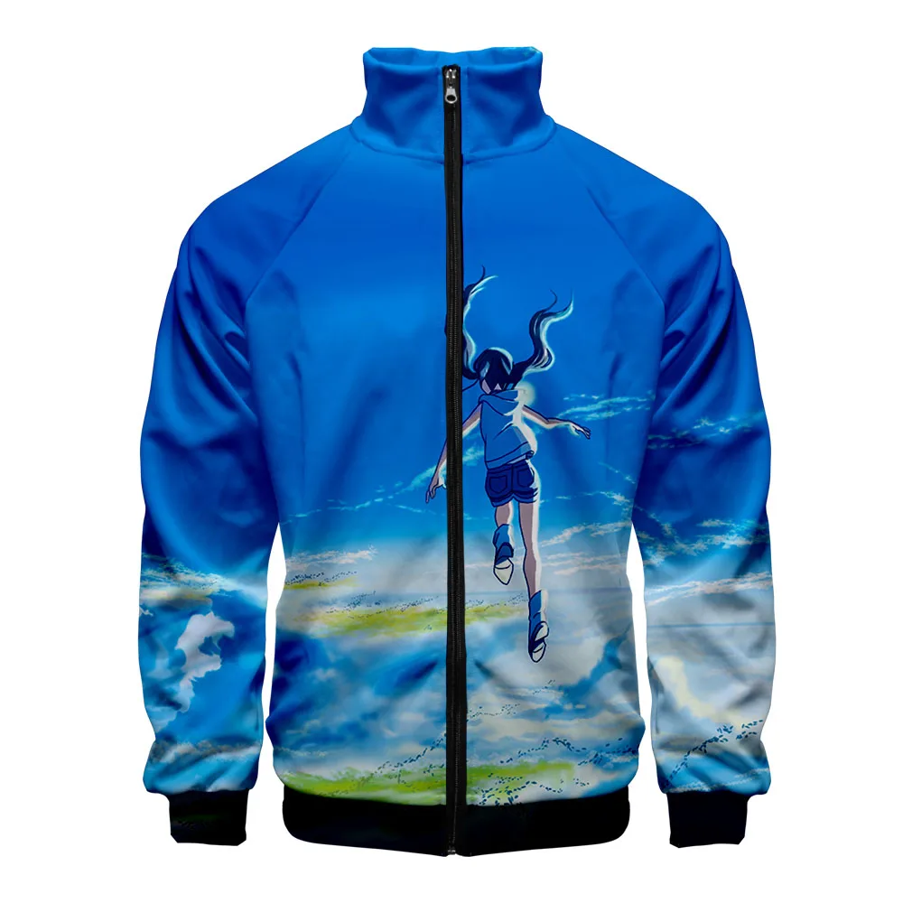 Модные осенние толстовки с 3D принтом и воротником стойкой теплые длинными