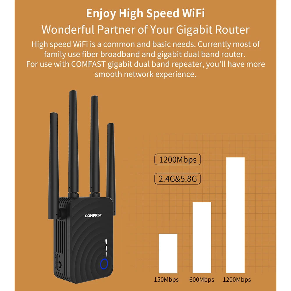 WiFi расширитель диапазона 200 Мбит/с усилитель сигнала 2,4& 5 ГГц двухдиапазонный WiFi ретранслятор полный охват английская прошивка