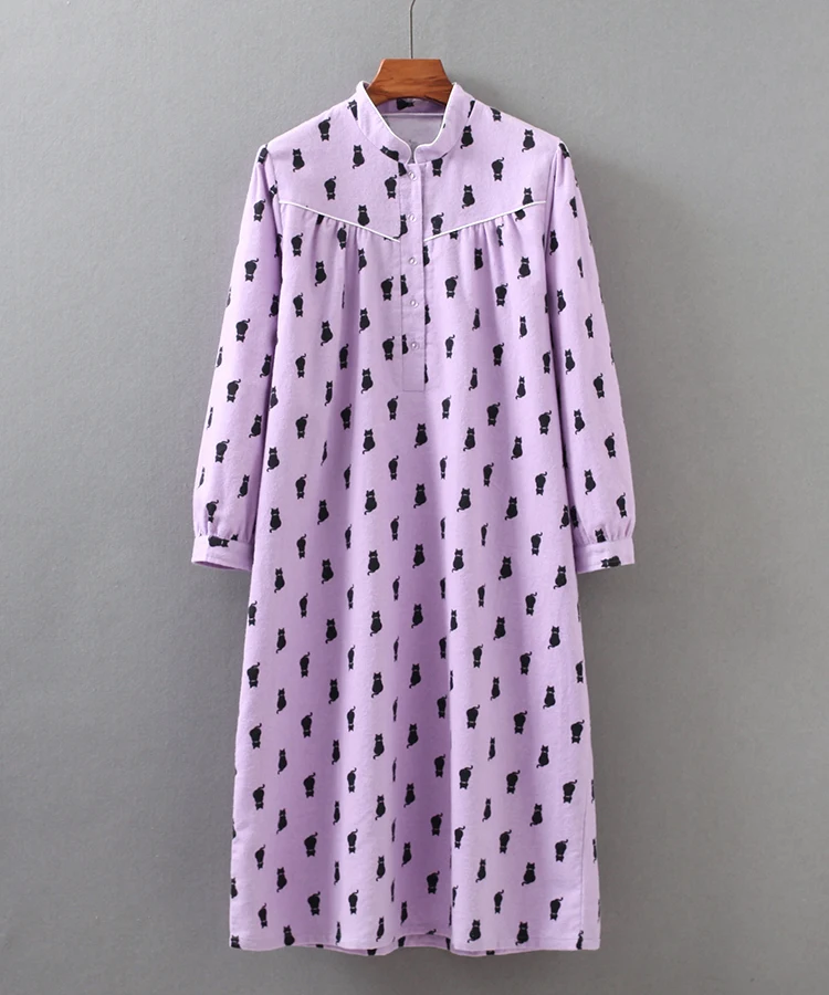 Размера плюс осенняя и зимняя женская модная свободная ночная рубашка с длинным