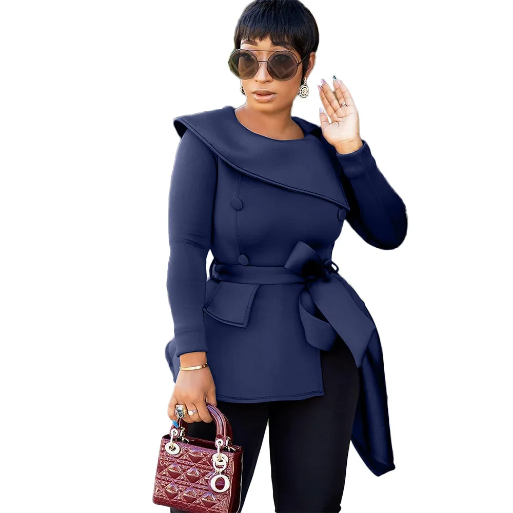 Осенне-зимняя черная Асимметричная футболка Vestidos с круглым вырезом длинным