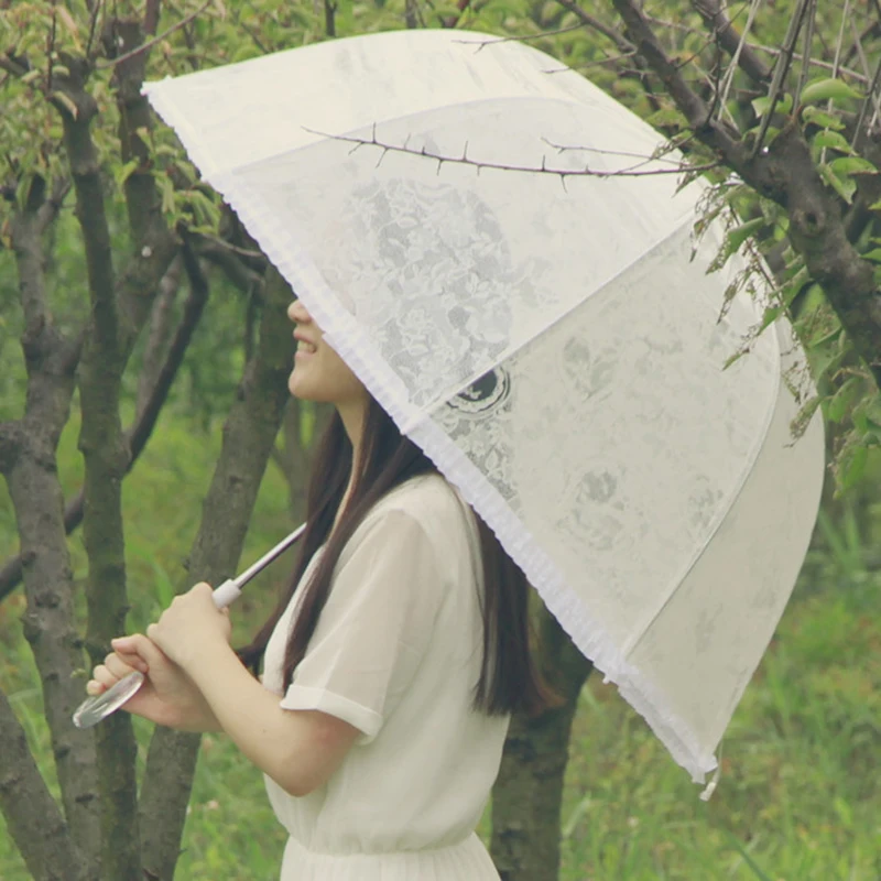 Модный белый прозрачный кружевной зонт Женский солнцезащитный Зонт Apollo милый