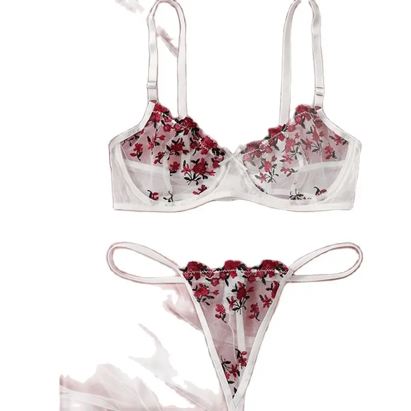 

Белье Ellolace, сексуальное женское нижнее белье, Комплект эротического нижнего белья с цветочной вышивкой, кружевные прозрачные сексуальные в...