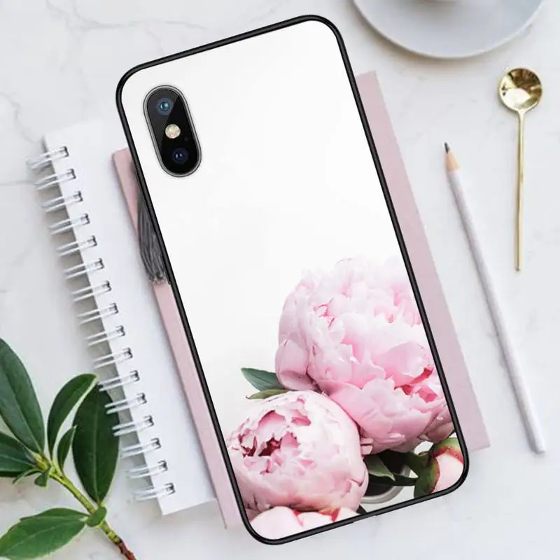 

Peonies pink flower pattern Phone Case for iPhone 11 12 pro XS MAX 8 7 6 6S Plus X 5S SE 2020 XR Luxury brand shell funda coque