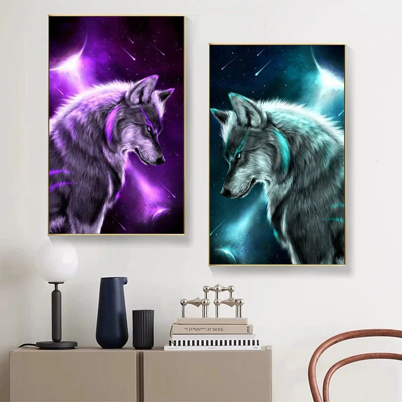 

Modern Abstract Lonely Howling Wolf Posters and Prints Canvas Paintings Wall Art Pictures for Living Room Decor Cuadros