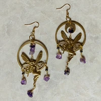 fairy amethyst earrings boho earrings sun moon earrings witchy gypsy earring