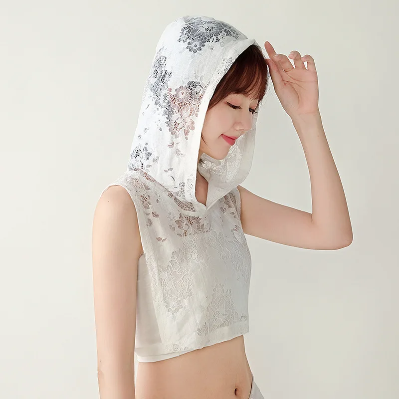 Linbaiway кружевной Цветочный полый женский ложный воротник с капюшоном шапка