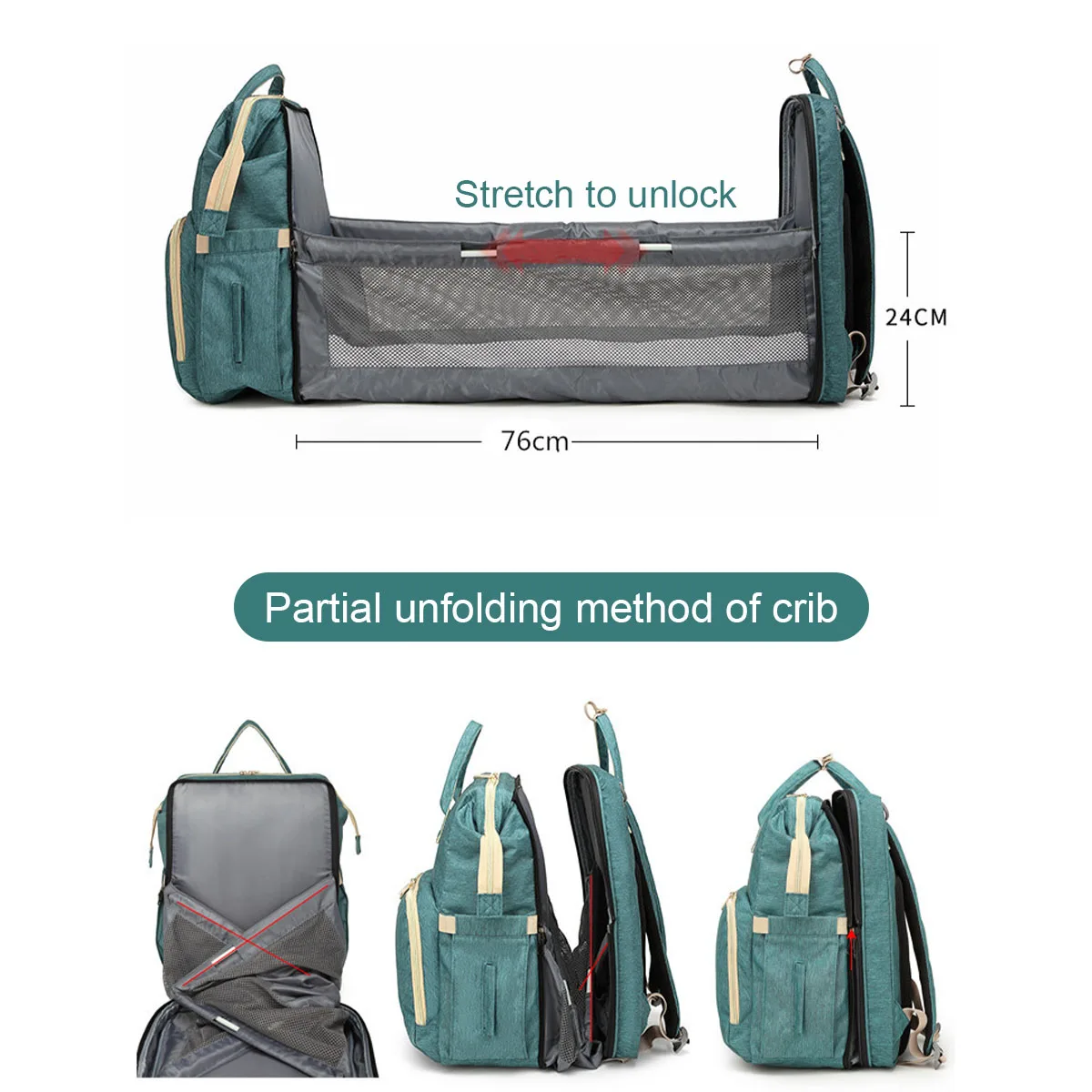 

Multifunction Diaper Bag Waterproof Mummy Backpack Travel Portable Shoulder Folding Crib Bed Bags Nappy Large Capacity Stylish