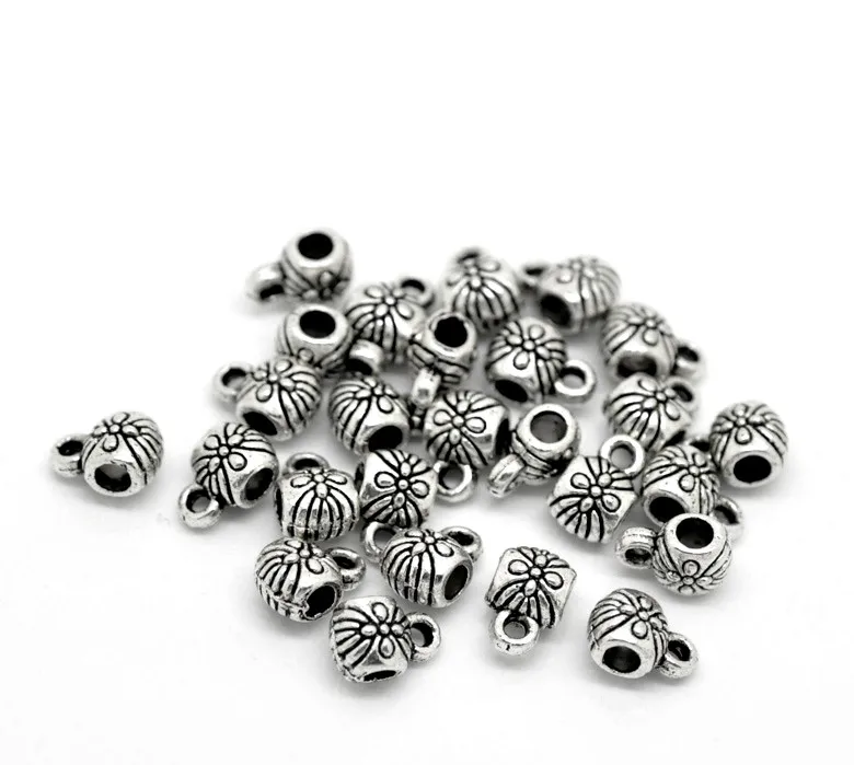 DoreenBeads 20 шт. Серебряный цветочный узор бусины под залог 9 мм x 6 (3/8 дюйма 2/8 дюйма) |
