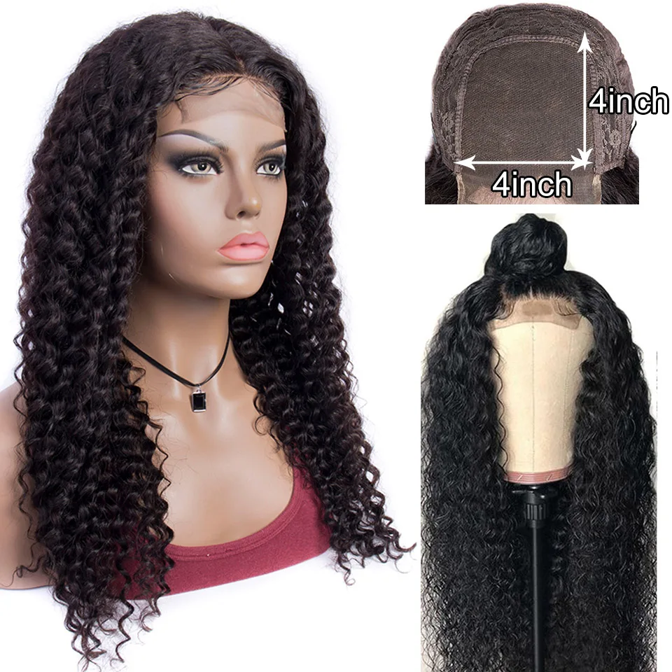 Парик с закрытием глубокая часть парик на шнуровке вьющиеся человеческие волосы