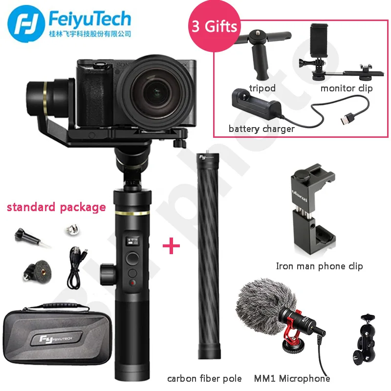 Feiyutech G6 Плюс/G6 Max 3-осевой Карманный стабилизатор для экшн-Камеры Gopro hero DJI Osmo экшн Камера sony a6000 PK Zhiyun Crane M2 - Цвет: G6 plus option 6