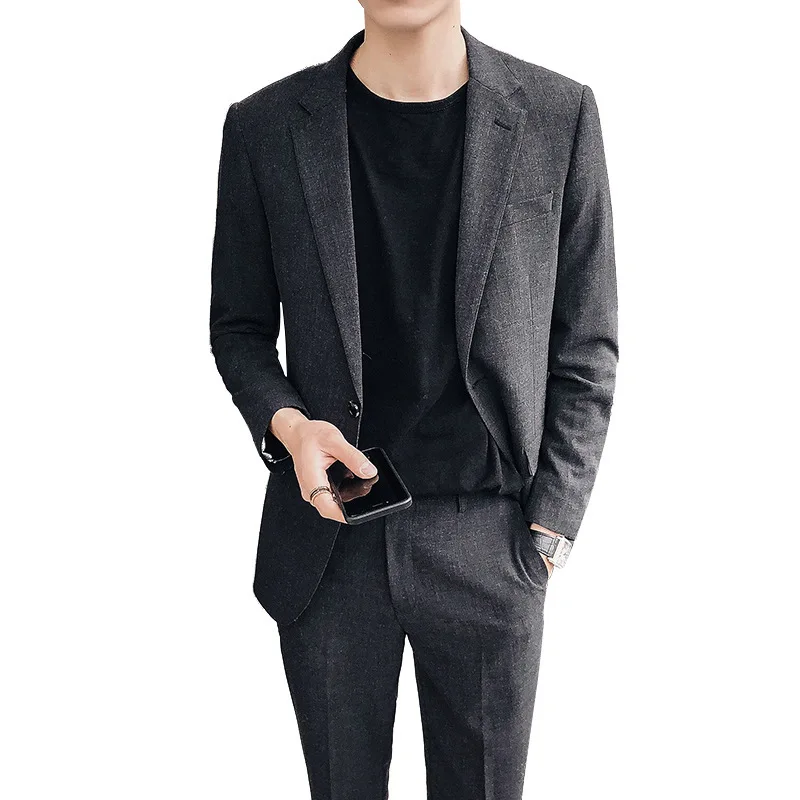 

Suit suit men's two piece suit business professional suit slim fit Korean bridegroom wedding suit trousers