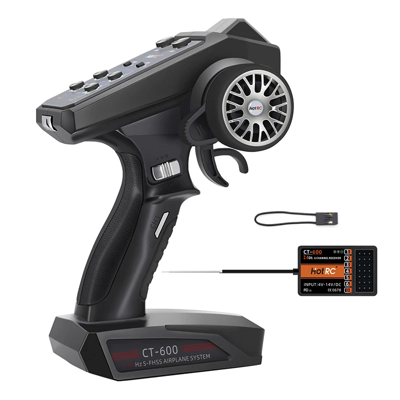 

Hotrc CT-600 2.4GHz 6CH FHSS controller radio transmitter with 6CH or 4+2CH remote control suitable for car, boat, racing drone
