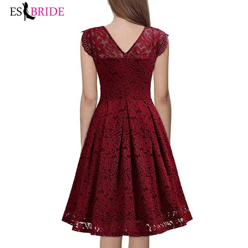 Красные сексуальные короткие вечерние платья с v-образным вырезом элегантное