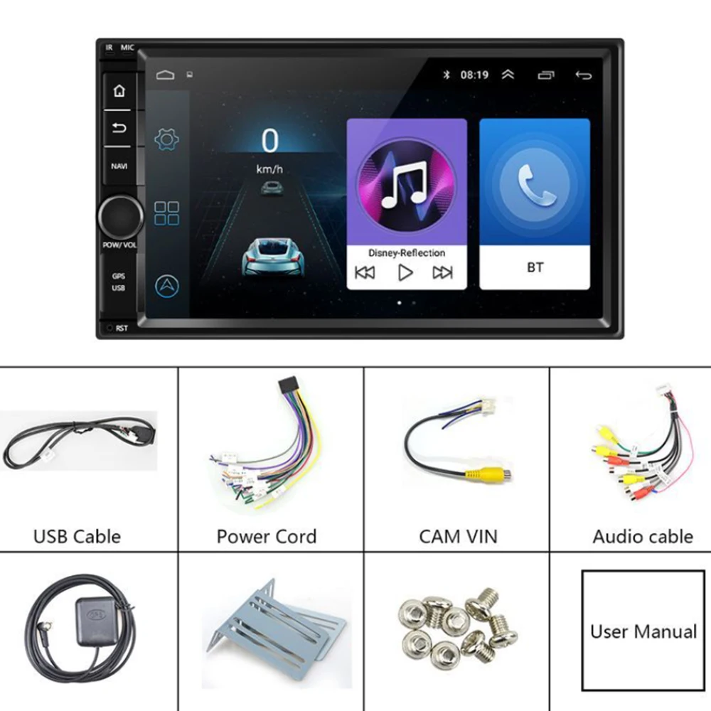 Автомагнитола MP5 2 Din Bluetooth HD 7-дюймовый сенсорный экран стерео 12 В FM мощность ISO Aux